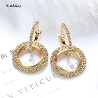 visisap luxury yellow rose gold color zircon geometric dangle earrings for women crystal creative eardrops fashion jewelry e071