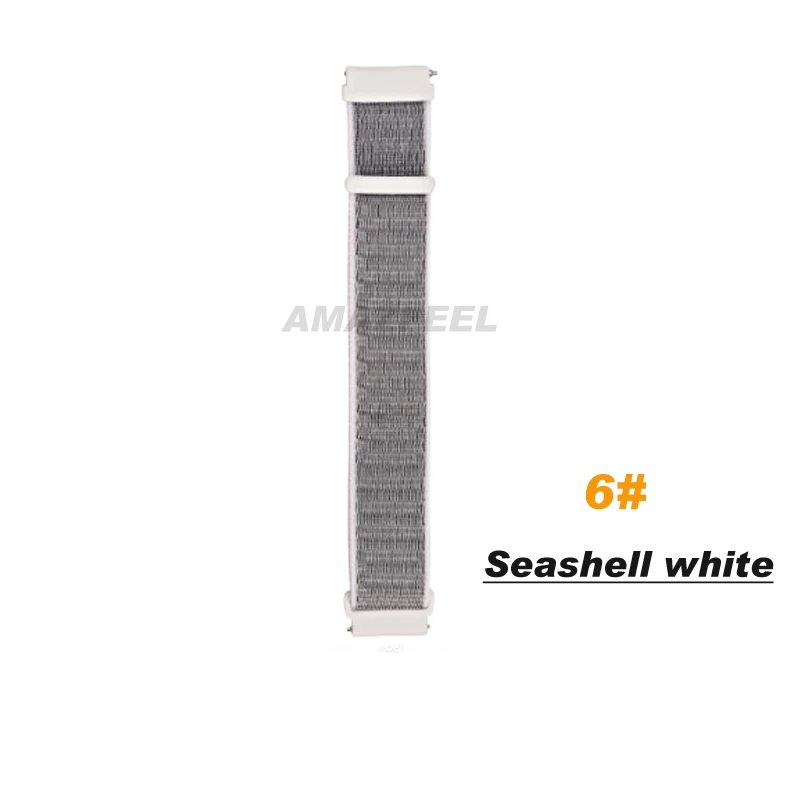 6.seashell white Спортивный нейлоновый ремешок для Amazfit ремешок Bip браслет для huawei Watch GT Honor Magic для Huami Amazfit Pace Stratos 2 GTS GTR 47 мм - Цвет: 6.seashell white