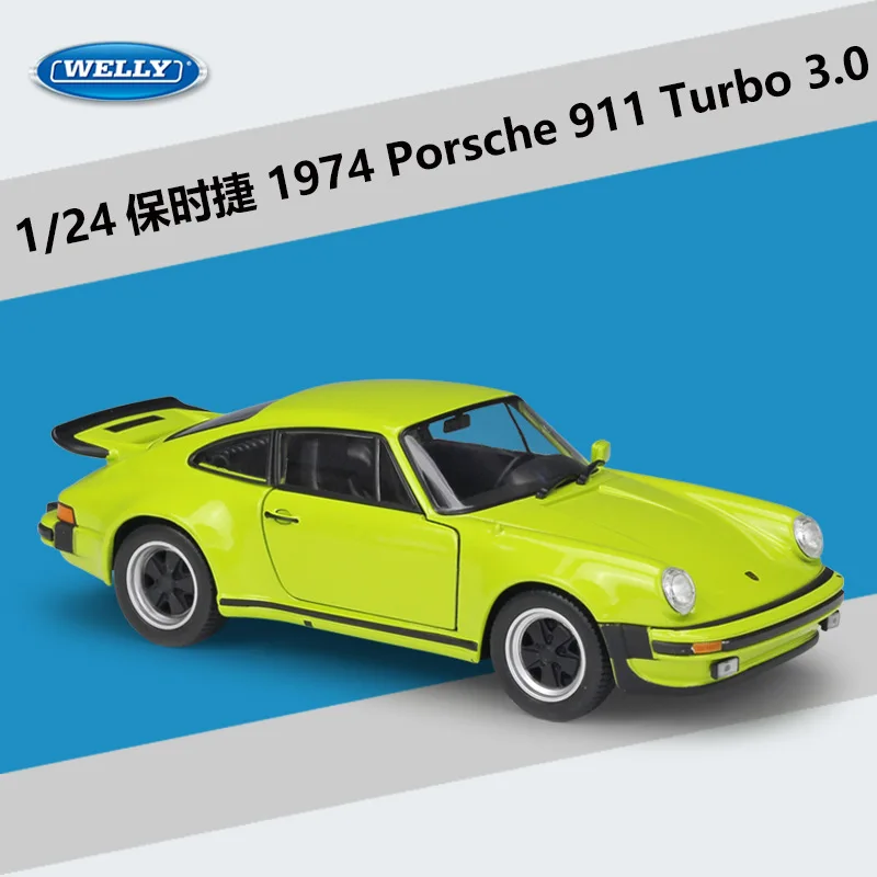 WELLY-coche deportivo de aleación para niños, vehículo de Metal a escala 1:24, Porsche 1974 Turbo3.0, colección de regalos
