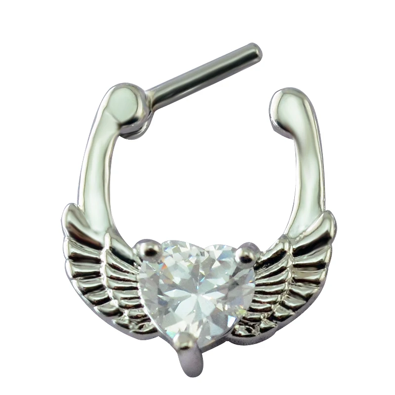 Angel Wing Nose Ring Mysterious Indian Septum Rings Bling Zirconia Clips Punk Fashion Women/Girl Piercing Jewelry | Украшения и