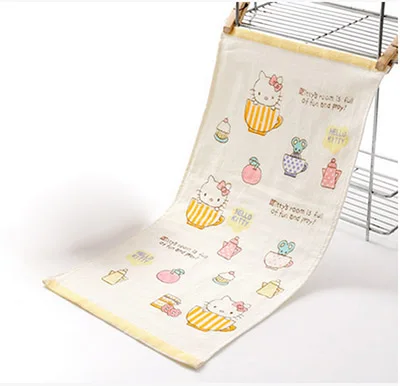 yellow 50*25 см Kawaii Kitty Cat детское Хлопковое полотенце для рук. Мультяшное детское Спортивное пляжное полотенце s. Моющаяся ткань для кухни и ванной - Цвет: yellow