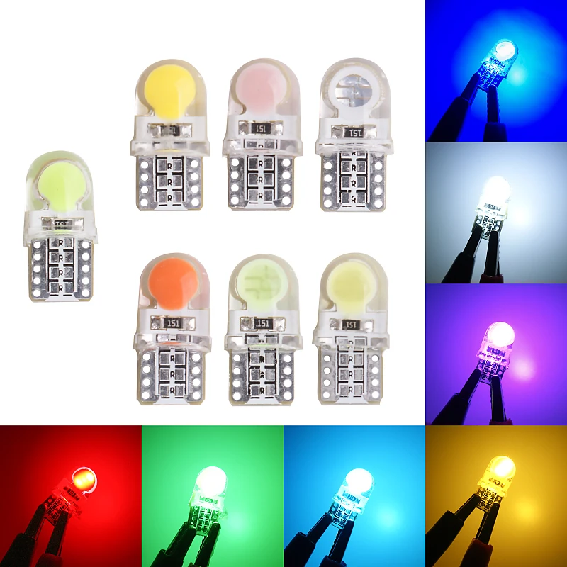 10 шт. T10 w5w светодиодный 194 168 W5W COB 8 SMD 80 люмен силиконовый яркий светильник для