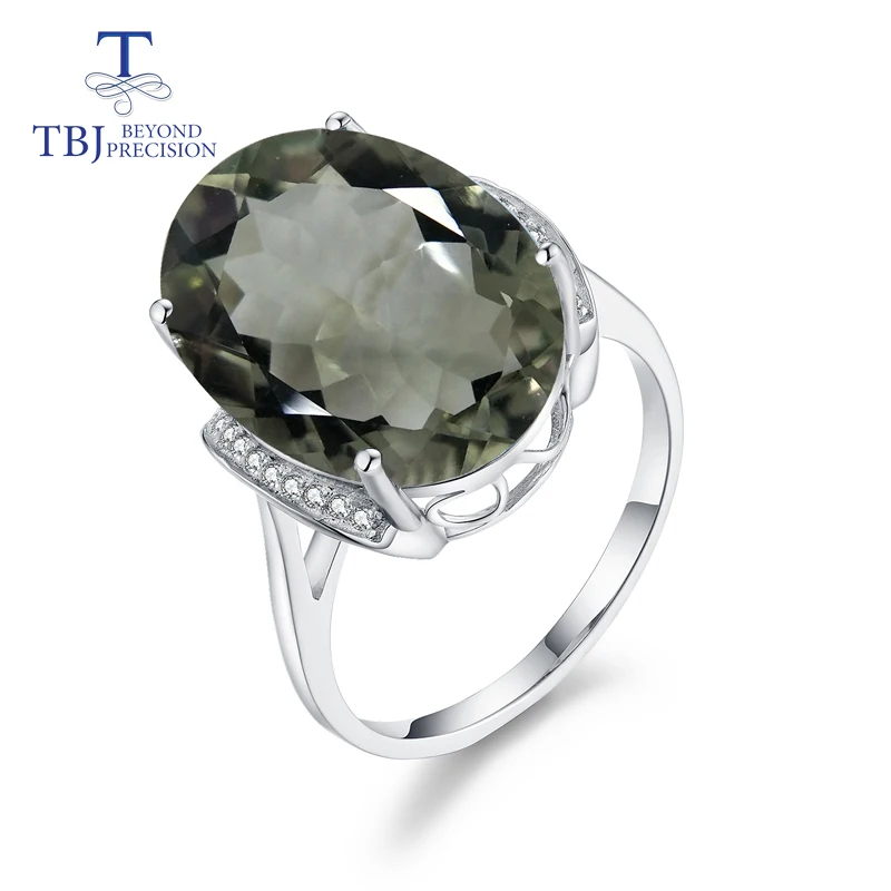 Кольцо с зеленым аметистом TBJ кольцо prasiolite натуральный драгоценный камень