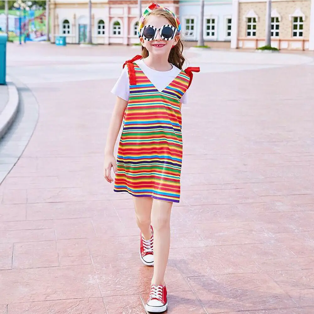 2019 Детская летняя одежда Яркие модные комплекты для маленьких девочек белые