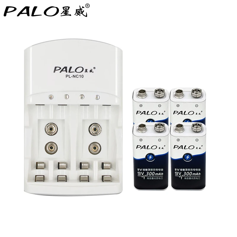 PALO Горячая 9v батарея 300 Высокая емкость 6 шт 9V батареи 6LR61 6F22 006p Nimh 300mah 9V аккумуляторная батарея для игрушечного пульта дистанционного управления