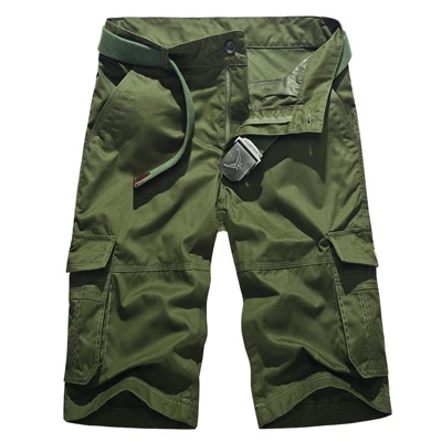 Green DIMUSI камуфляжные карго шорты мужские Новые повседневные хлопковые шорты мужские свободные рабочие шорты мужские дышащие военные Короткие штаны 5XL - Цвет: Green