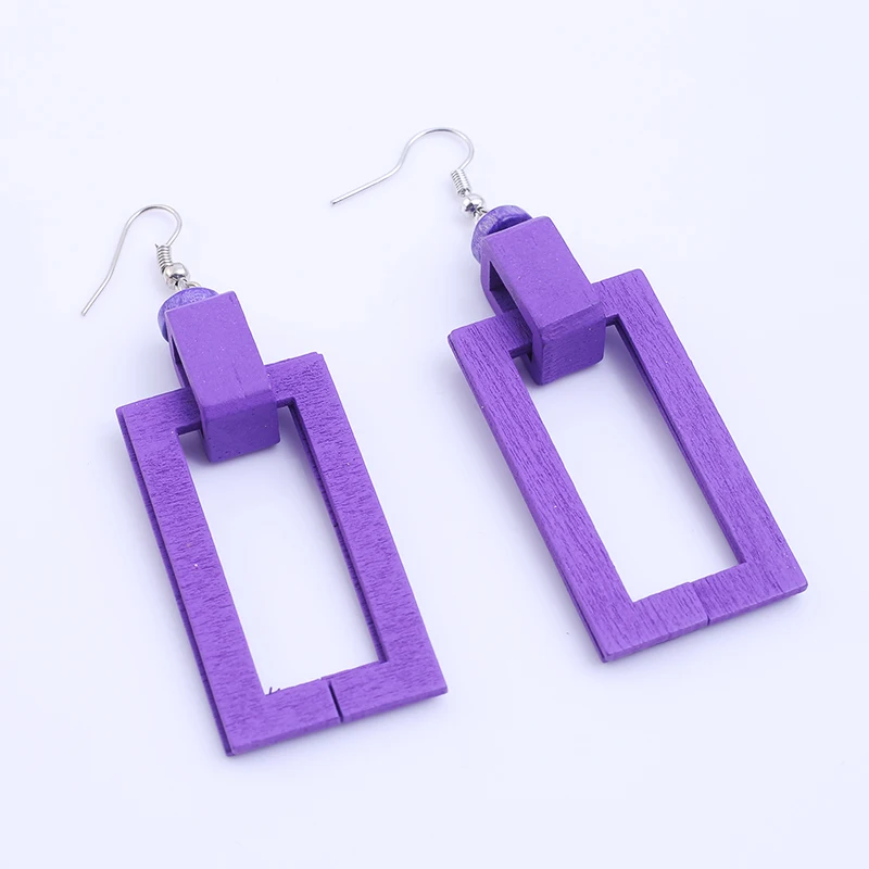 Женские прямоугольные серьги с выемкой деревянные подарочные украшения новинка