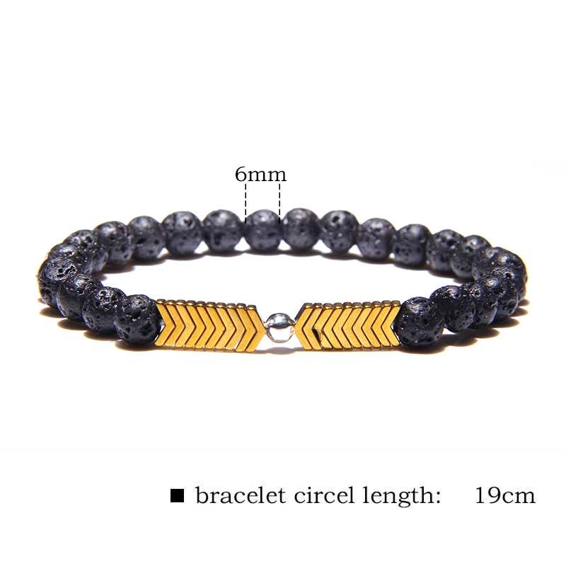Натуральный вулканическая лава браслеты из камней для мужчин золотой браслет