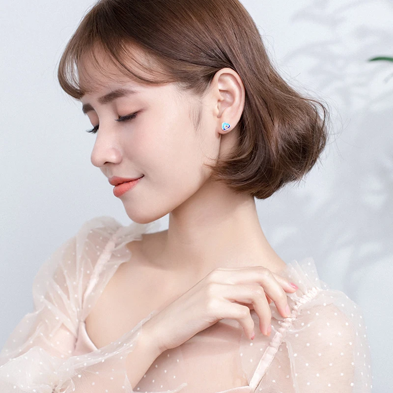 Женские серьги гвоздики из серебра 925 пробы с синей эмалью|Серьги-гвоздики| |