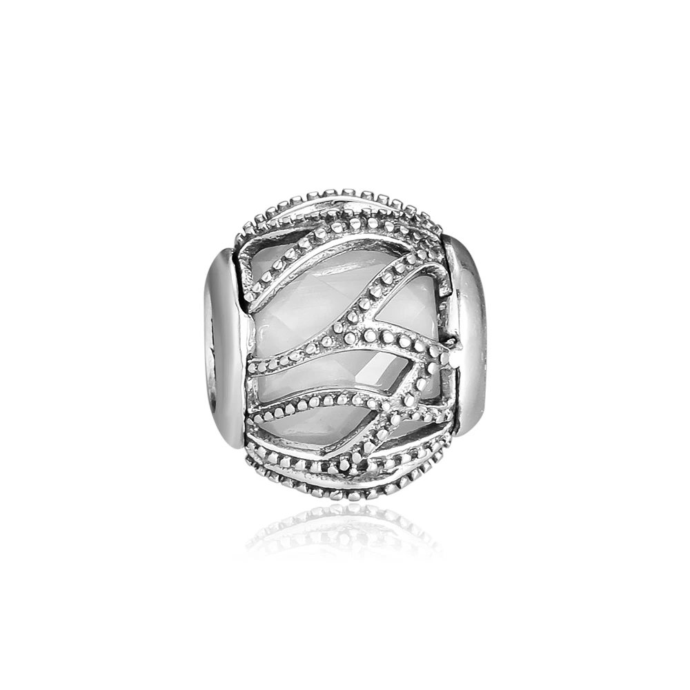 Синий CKK Fit Pandora Браслеты белое сияние амулеты 925 стерлингового серебра Шарм бусины для бусина для изготовления украшений Kralen - Цвет: Синий