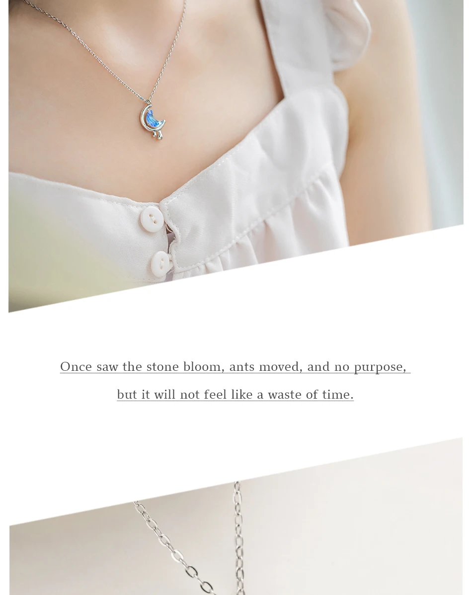 Thaya s925 Silver Water In The Moon Necklace Blue Moon Bohemia Women Choker Necklace for Women Jewelry Gift
