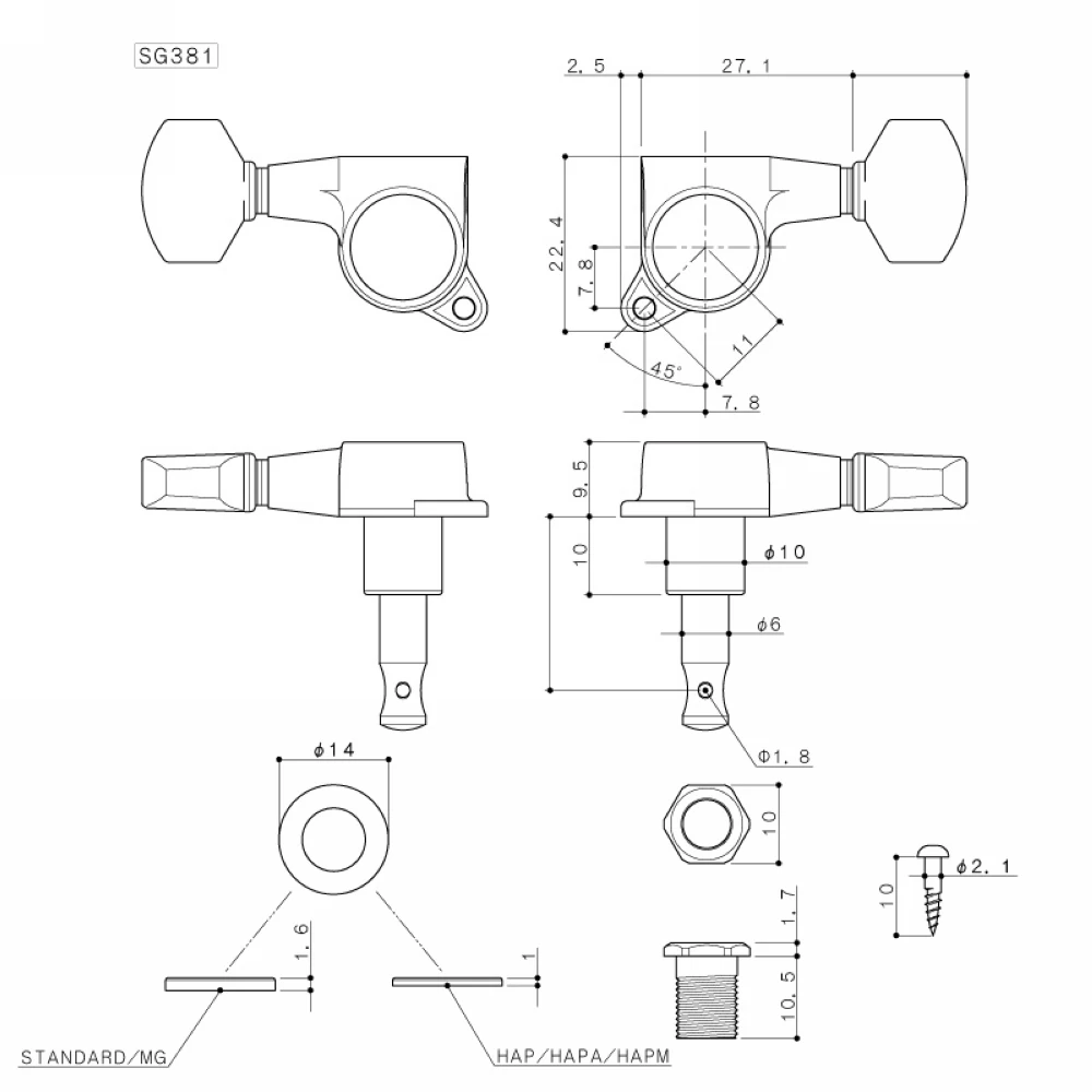 GOTOH SG381-07-MGT электрогитары блокировка машины головки тюнеры(хром черный золото серебро) колышек