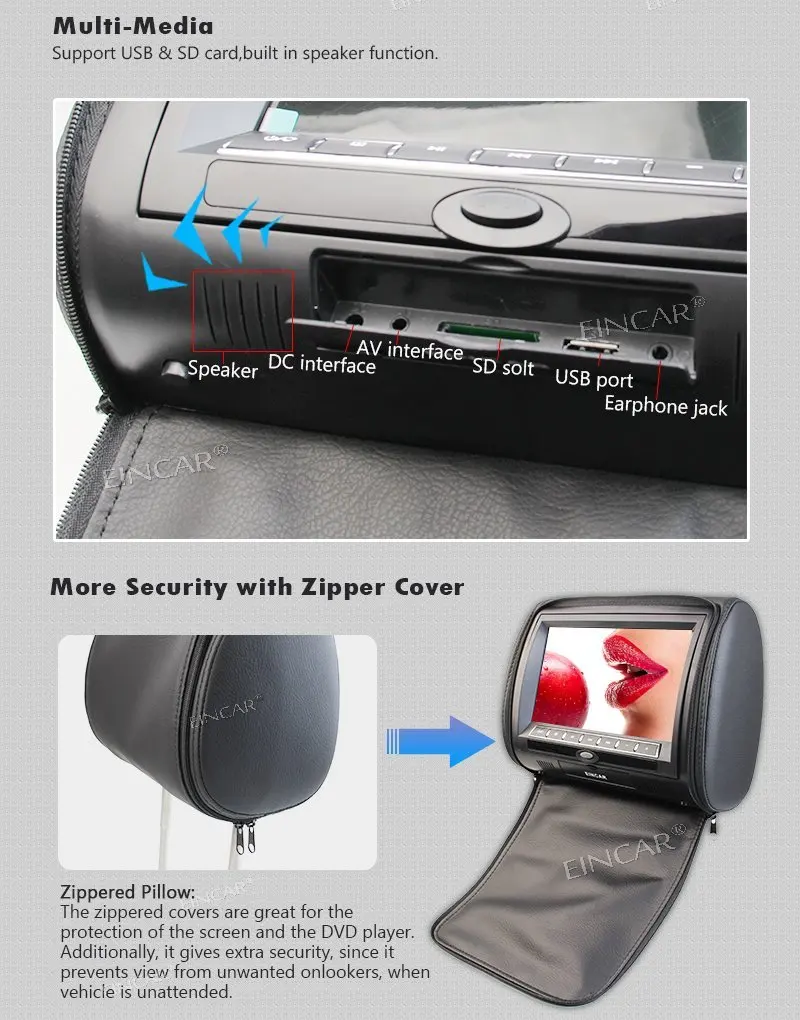 Пара 9 &quotавтомобиль на подголовник cd dvd плеер с TFT цифровой экран LCD автомобильный