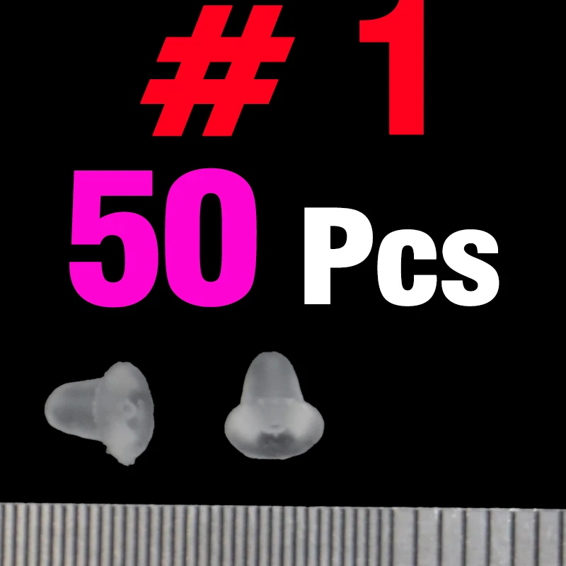 50Pcs Size 1 MNFT 50 шт. прозрачный мягкий рыболовный крючок для ловли карпа, фиксатор для приманки, бусины, заколка для волос, держатель, снасти, аксессуары - Цвет: 50Pcs Size 1