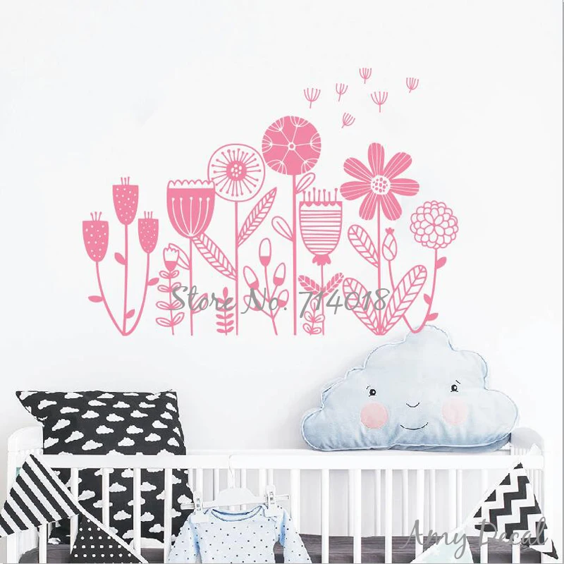 Цветочная садовая Настенная Наклейка Одуванчик для детской комнаты украшение