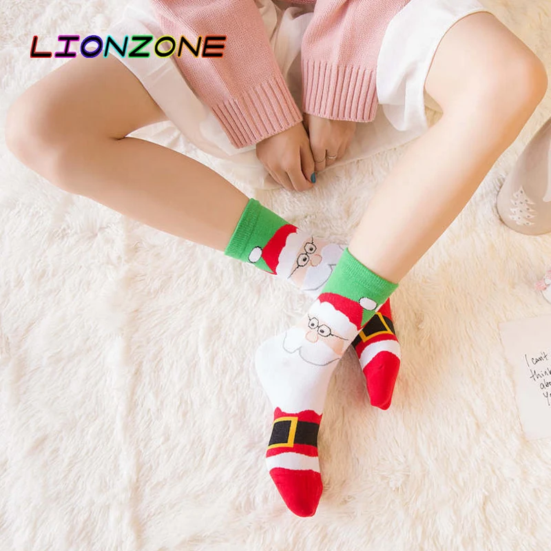 Рождественские носки LIONZONE подарки для женщин зимние теплые хлопковые