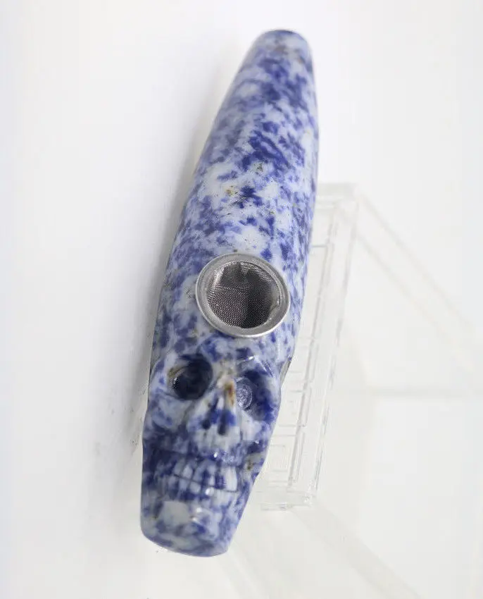 Ручной работы синего цвета в белый горошек для девочек нефрит череп голова