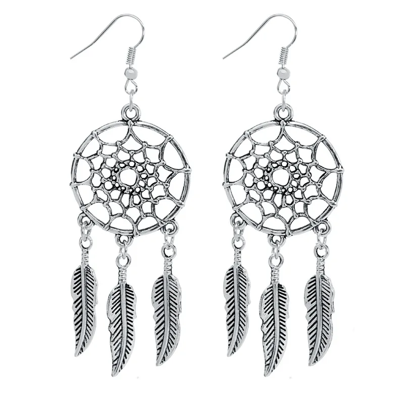 Bohemian dreamcatcher dangle earings alloy long tassel drop earrings trendy charm fashion jewelry classic Christmas for women | Украшения и