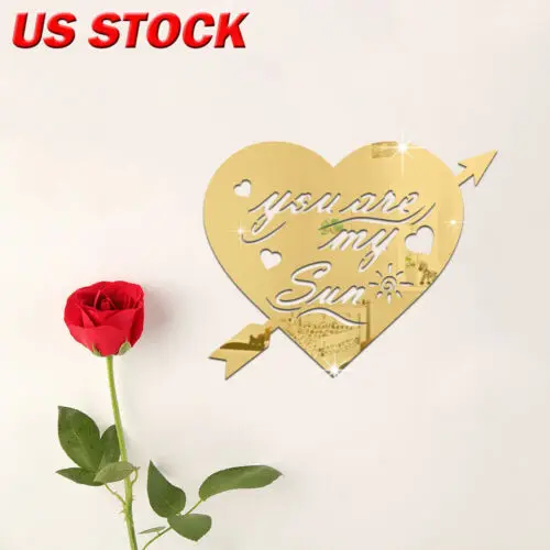 3D Съемная Зеркальная Наклейка на стену в виде сердца художественная роспись