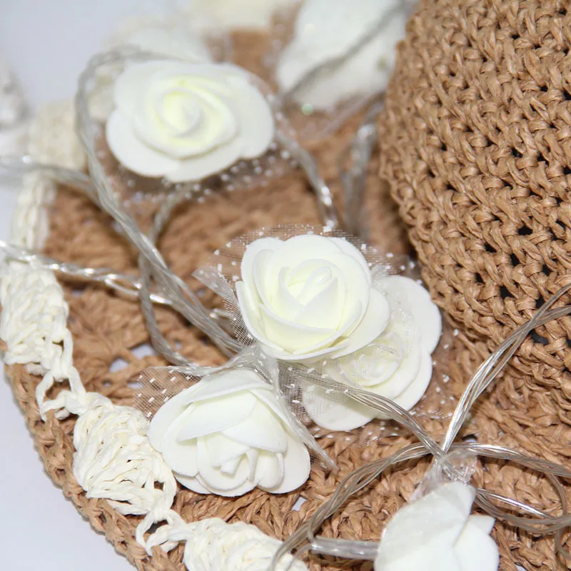 2 5 м теплый цветок белая роза светодиодный струнный свет на батарейках