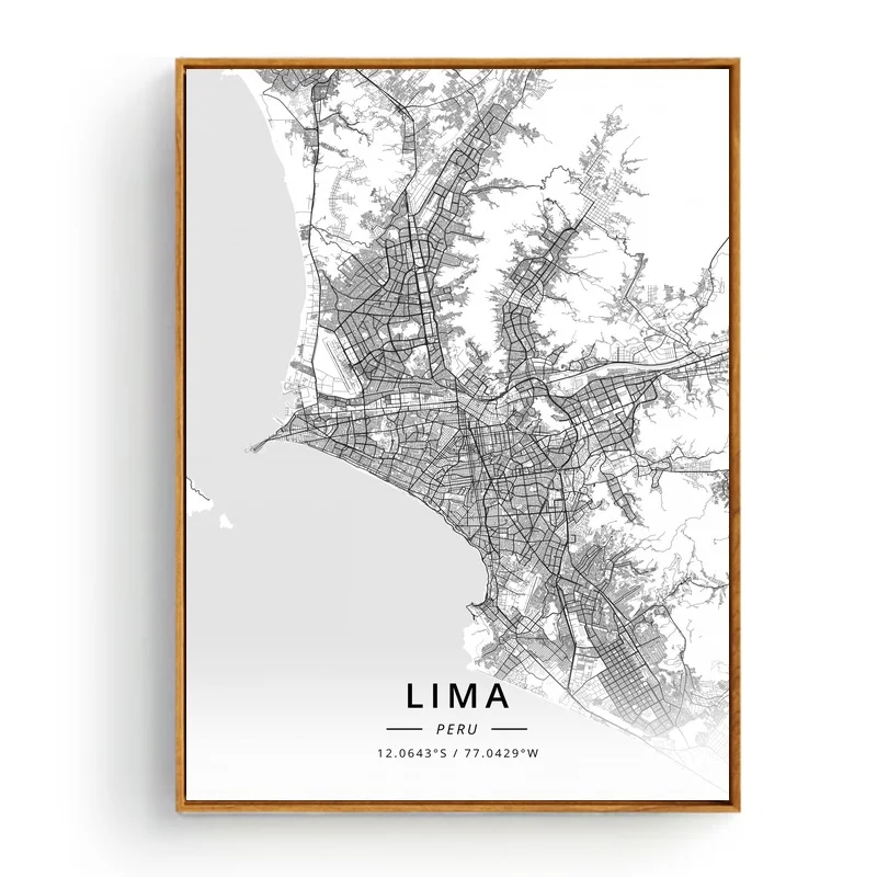 Modern Famous World City Map Istanbul Las Vegas Leeds Lima Poster Nordic Living Room Wall Art Picture Home Canvas Painting | Дом и сад