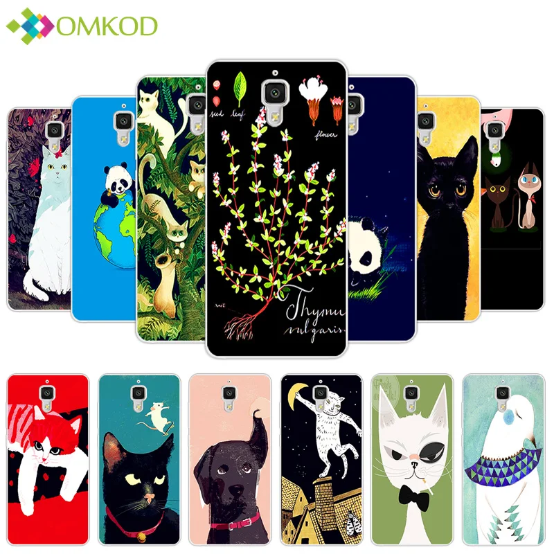 5 0 &quotчехол для Xiaomi Mi4 M4 Dog Cat Pets силиконовый прозрачный ТПУ Для Mi 4 задняя черная