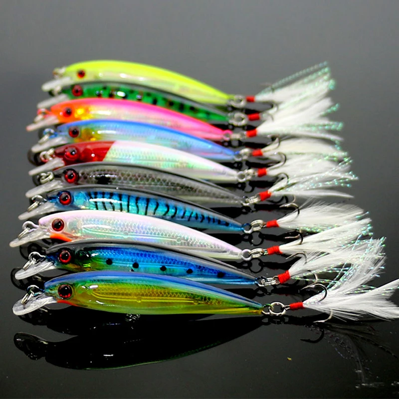 

ThunderShower Kit 10pcs Isca Artificial Bait Golden Sea Bass Fishing Wobblers