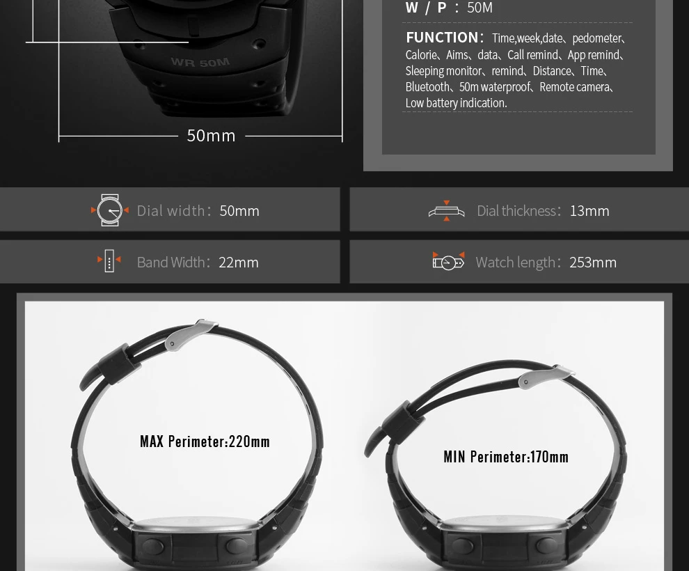 Bluetooth часы с шагомером и счетчиком калорий SKMEI 1301 для мужчин светодиодный водонепроницаемый ударопрочный часы многофункциональные электронные цифровые часы