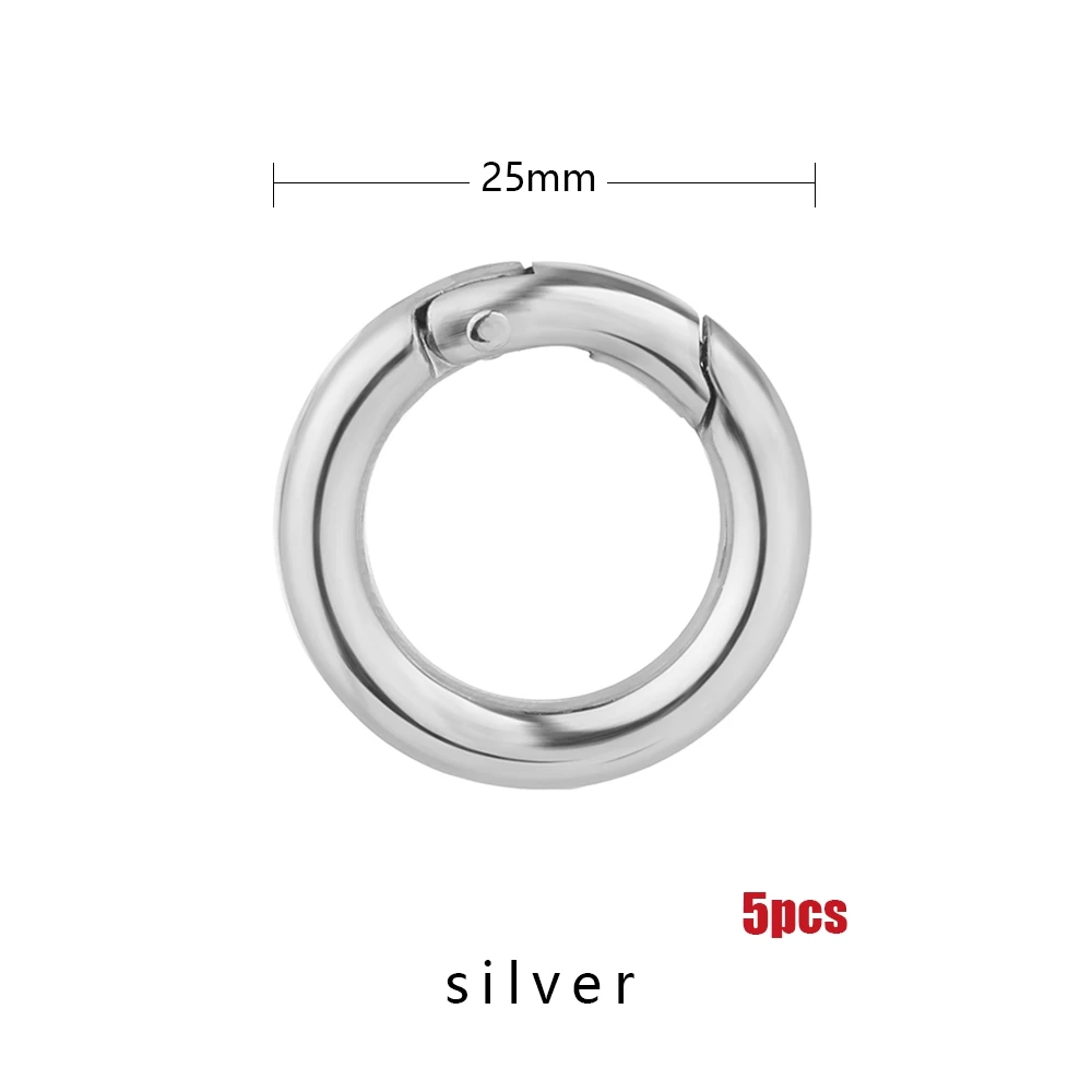 Silver 25mm 5 шт. Сплав покрытием ворота Весна o-кольцо пряжки-зажимы карабин кошельки сумки круглый пусковой крючок Карабин - Цвет: Silver 25mm
