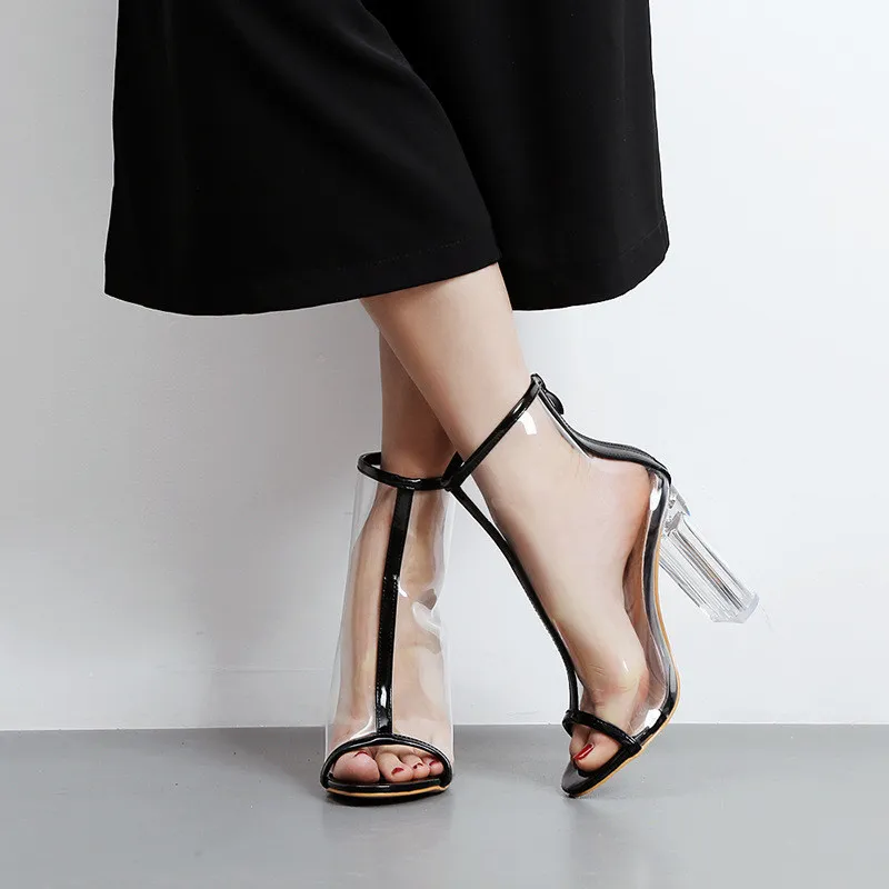 Пикантные прозрачные сандалии из ПВХ с открытым носком Женские вечерние