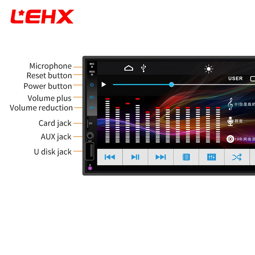 LEHX авто радио автомобиля mp3 плеер автомобиля 7 дюймов HD Bluetooth автомобиля MP5 плеер Iphone и Android8.0 Зеркало Ссылка Carplay1024X600