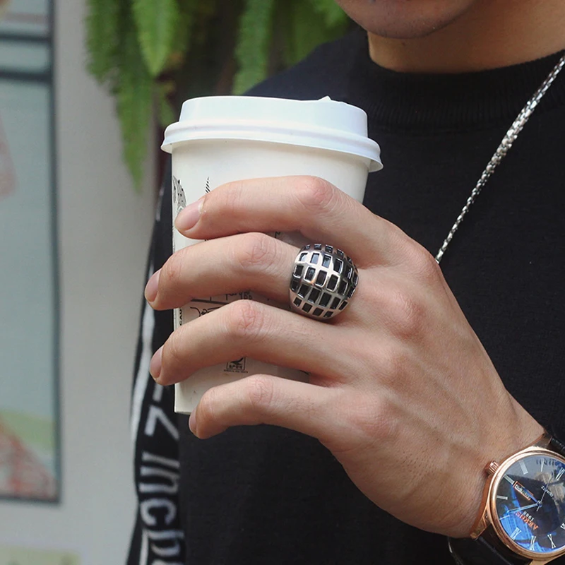 Мужское Винтажное кольцо mclroy золотое/черное/титановое/из нержавеющей стали