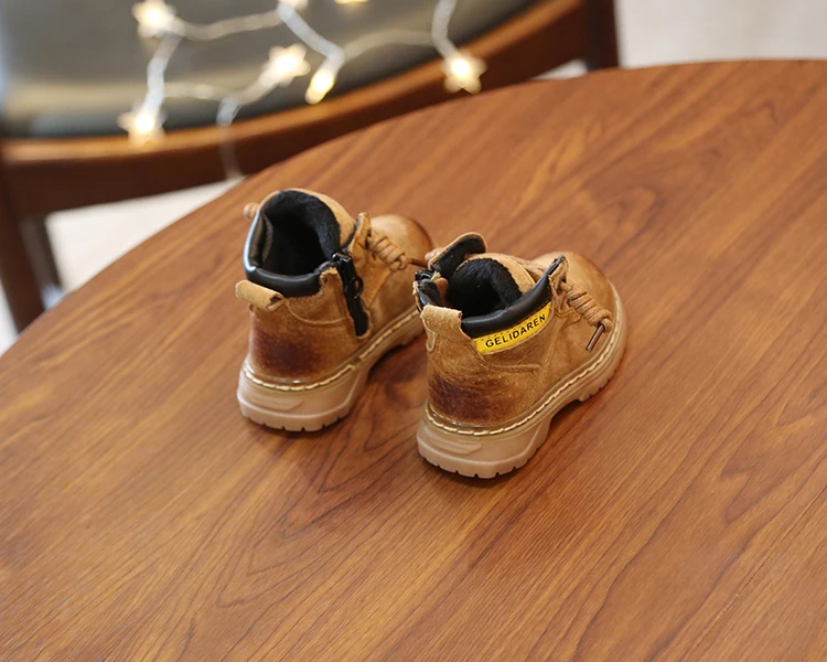 New 1-3 Years Old Kids Fashion Martin Boots Toddler Shoes Genuine Leather Mustard Boot Suede Moccasins Baby First Walkers