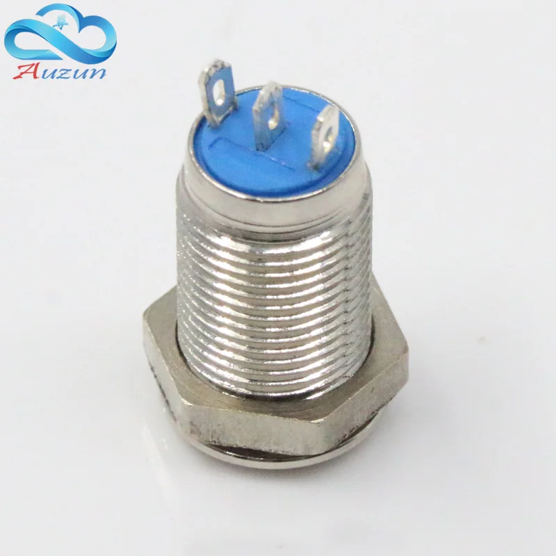 Металлический кнопочный переключатель плоский с функцией сброса 10 мм 1 нормально