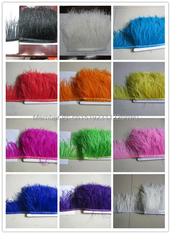 

Free shipping wholesale high quality natural 10 yards Ostrich feathers Ribbon decorative 3-4 inch / 8-10 cm Width DIY