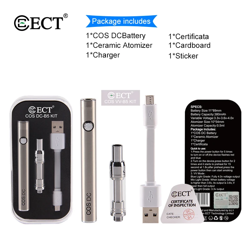 Набор электронных сигарет ECT COS DC B5 Vape Pen Kit с 450 мАч Cos Preheat батарейный мод для и 0 5 мл