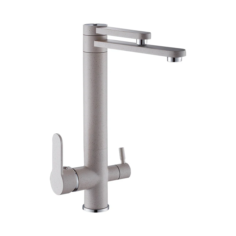 Gray Кухонный кран, двойной водопроводный очиститель воды, вращающийся кран, фильтр для питьевой воды, кран для холодной и горячей воды - Цвет: Gray
