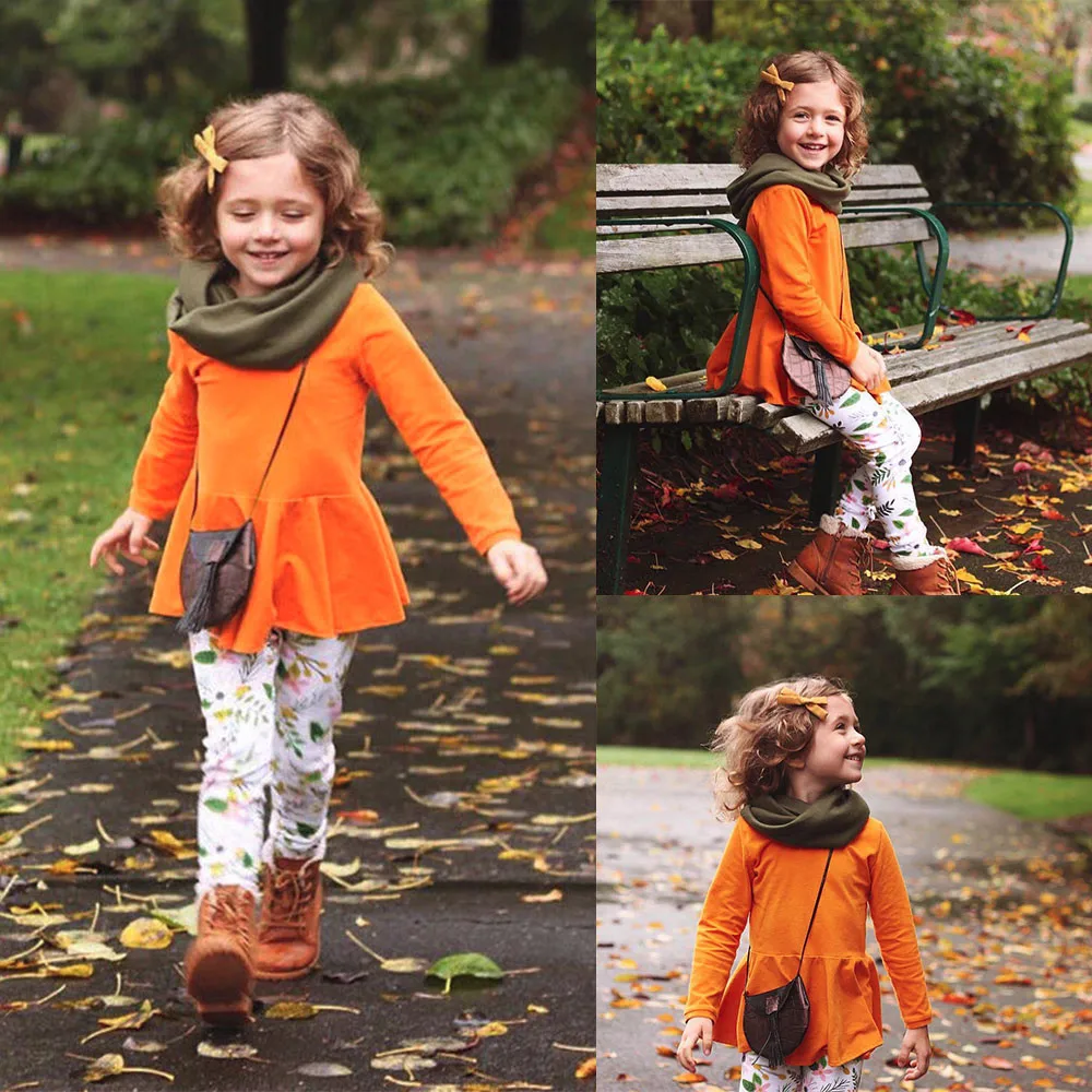 2019 Cute Summer Children's Two-piece set Toddler Baby Girls Solid Ruffles Tops Dresses Print Floral Pants Clothing Sets | Детская
