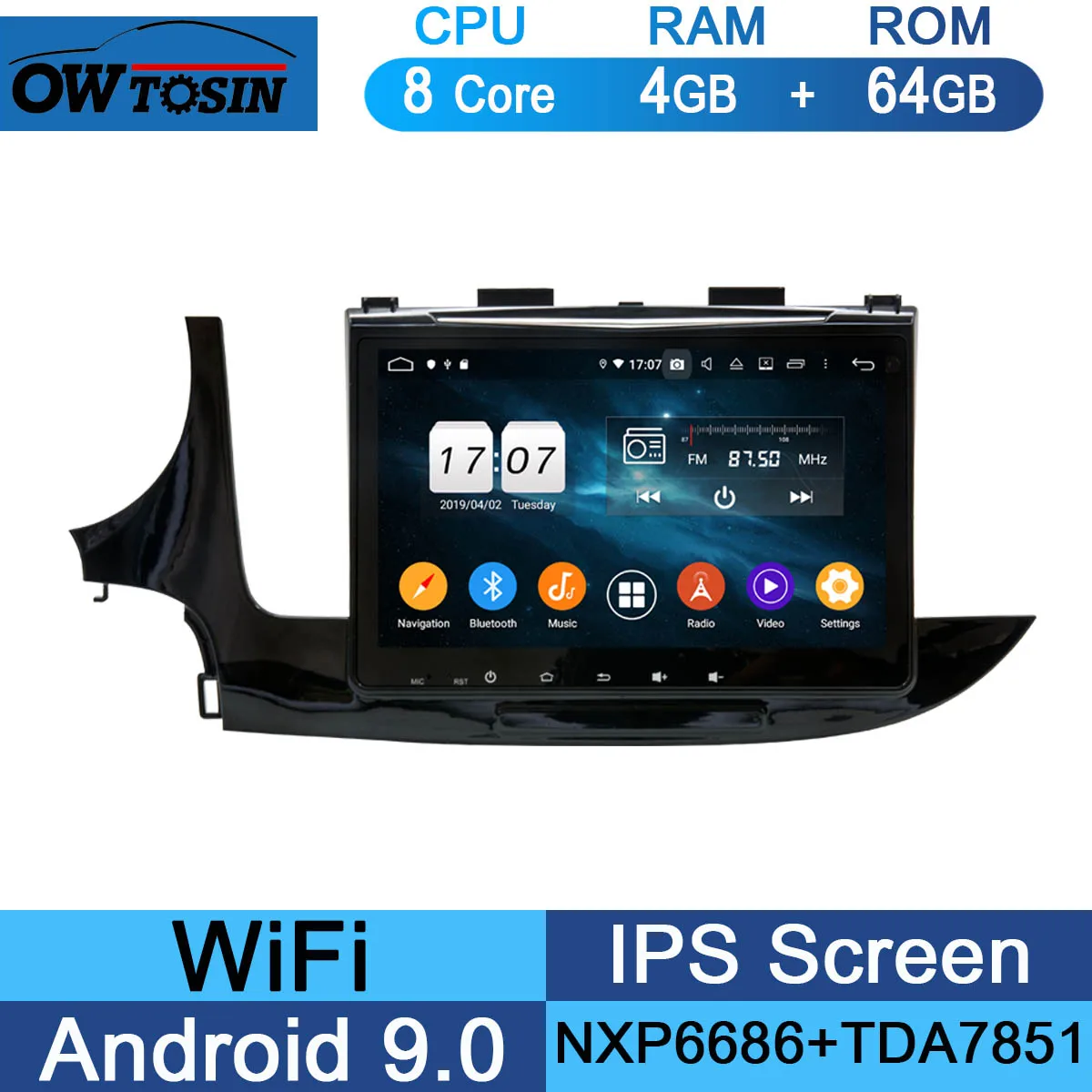 64G " ips Android 9,0 Восьмиядерный 4 Гб ram+ 64 ГБ rom автомобильный dvd-плеер для Opel Mokka Радио стерео DSP Adas CarPlay Parrot BT - Цвет: 64G