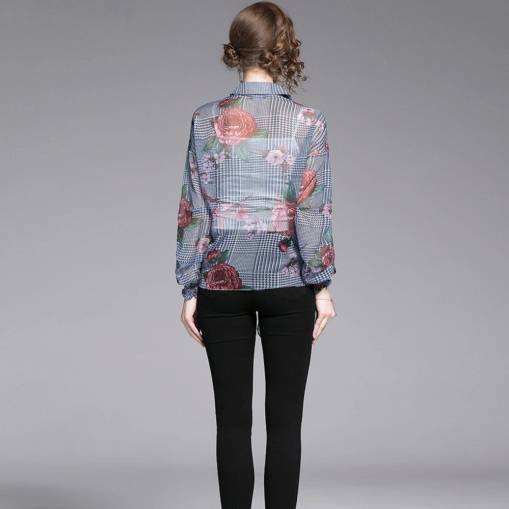 Новая рубашка Женская 2019 Европейская станция Осенняя Повседневная Печать Тонкий