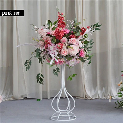 pink set Свадебный дорожный свинец из кованого железа Геометрическая Коробка Цветочный прямоугольный свадебный центральный Декор-цветок шар для Т-платформы Декор окна - Цвет: pink set