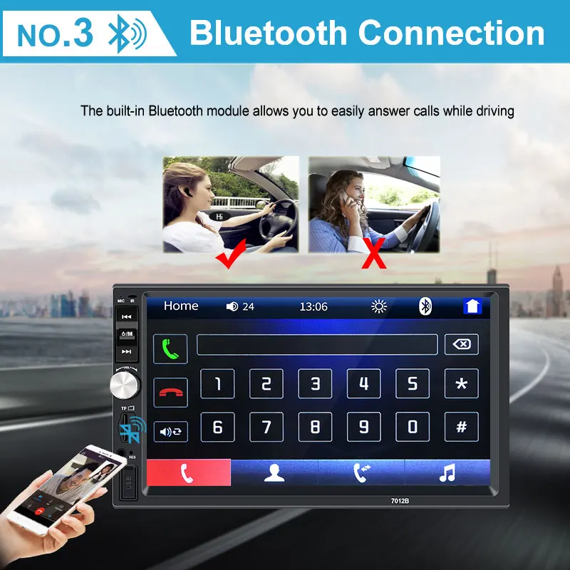 2 din 7 дюймов ЖК дисплей сенсорный экран автомобиль радио плеер Авто Аудио bluetooth