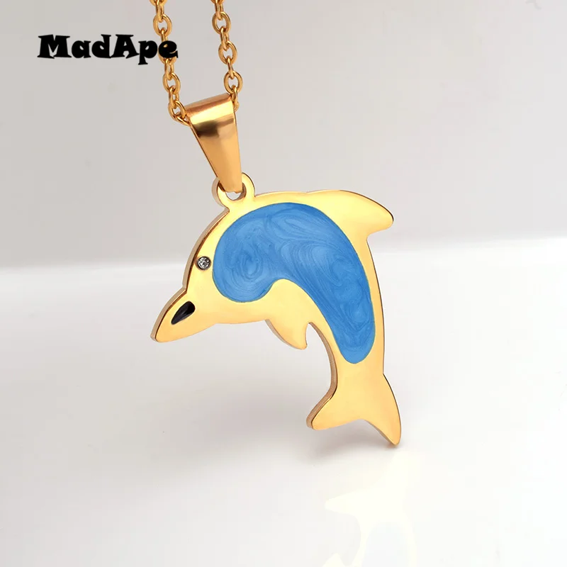 Модное ожерелье MadApe с кулоном в виде дельфина для женщин модная цепь из