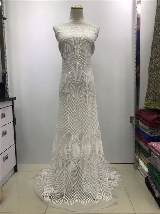 

Graceful party green tulle lace fashionable French net lace fabric with shinning sequins for dress GN136(5yards/lot) many color