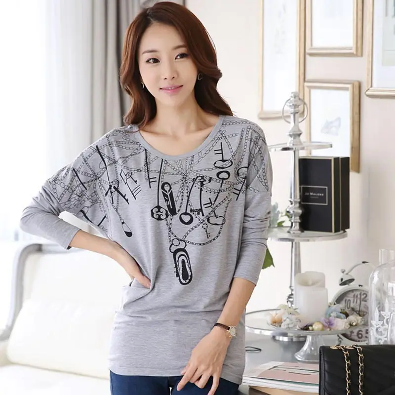 Женская футболка gfs Новая мода прибытия корейский Bat дна рубашки свободные