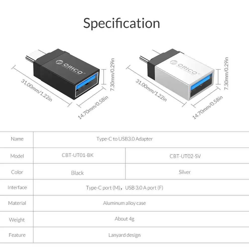 ORICO адаптер типа OTG C &quotпапа&quot в USB 3 0 Женский конвертер USB3.0 5 Гбит/с Скорость