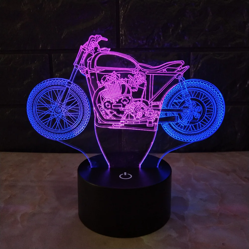 Amroe 3D Luminaria мотоцикл смешанный цвет светодиодный ночник сенсорный RGB 7 цветов