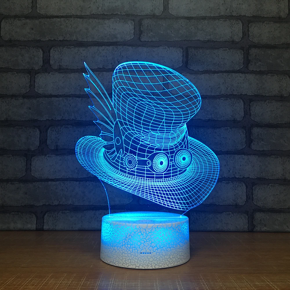 Ночник hat3D креативная Иллюзия 3d светодиодная лампа 7 цветов меняющаяся