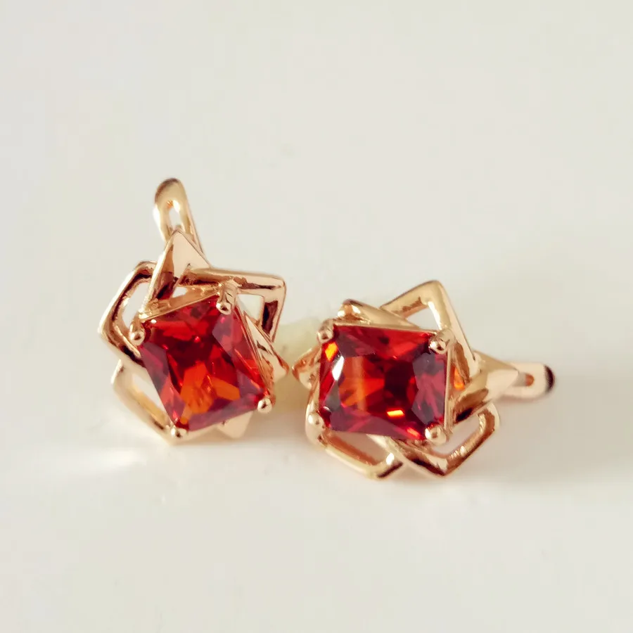 red stone Женские серьги, 585 розовое золото, Женские Ювелирные изделия, Женские аксессуары, роскошный голубой камень, новые модные серьги-капли - Окраска металла: red stone