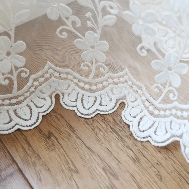 Простая Европейская кружевная Тюлевая прозрачная занавеска белого цвета с